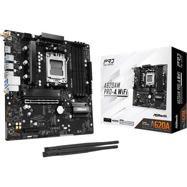 ASRock A620AM PRO-A WIFI mATX Motherboard for AMD AM5 CPUs